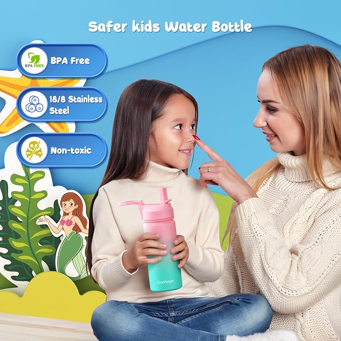 Kids Water Bottle, insulated Stainless Steel Straw Cup - Image 4