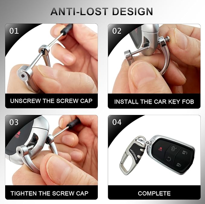 Keychain with Carabiner Clip, 4 Heavy Duty Key Rings and D Ring - Image 9
