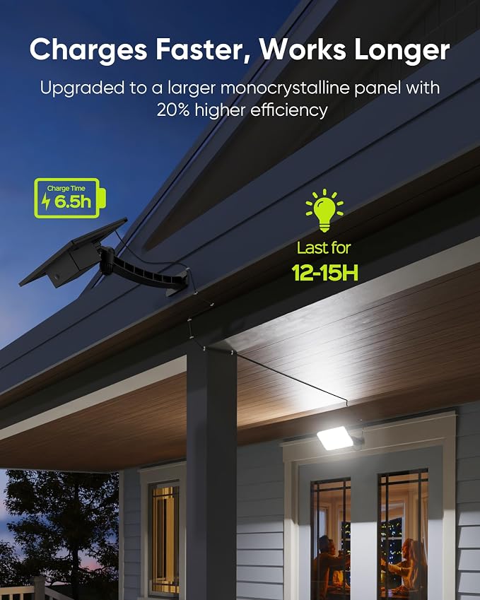 JACKYLED 1000 Lumens 299 LED Solar Lights Outdoor Bright Solar Dusk to Dawn - Image 5