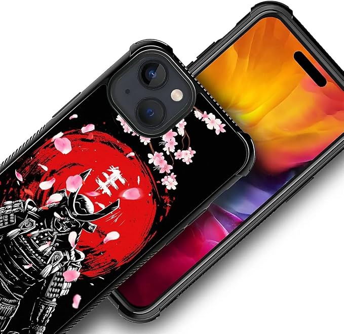for iPhone 15 Plus Case, Sakura Japanese Samurai Pattern Graphic Design Girl - Image 2