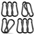 Black Carabiner, Heavy Duty Galvanized Steel Spring Snap Hook Carabiner Clips by High-PQ