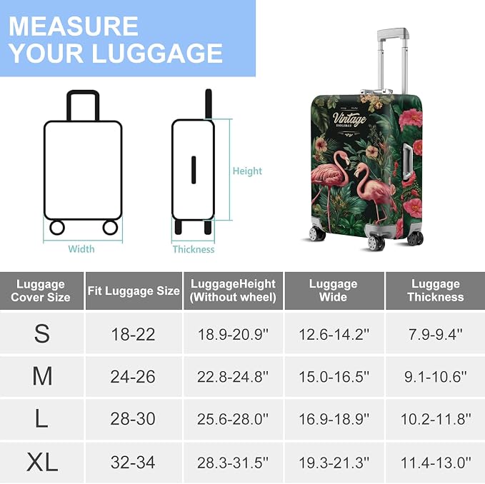 ANNA QUEEN Tropical Pink Flamingos Travel Luggage Cover -Stretchable Airplane - Image 7