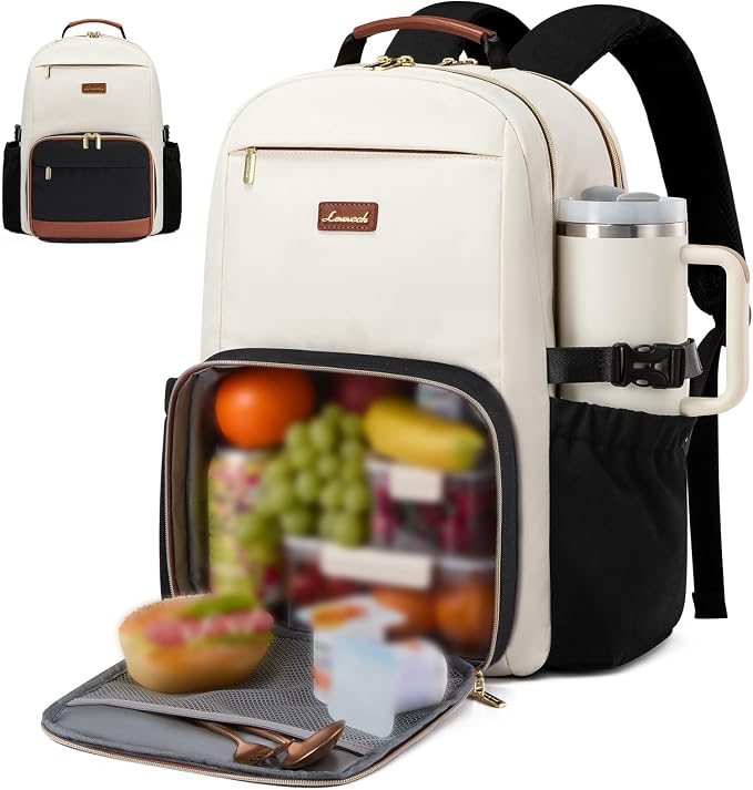 LOVEVOOK Lunch Backpack with Lunch Compartment, 15.6 Inch Laptop Work Travel by LOVEVOOK