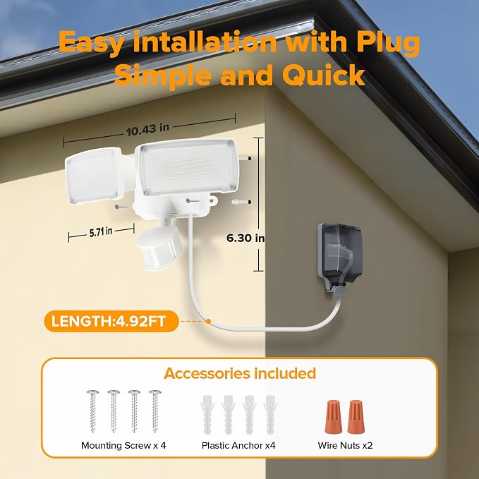 LUTEC 21W Plug in Motion Sensor Light Outdoor, Flood Lights Outdoor Motion - Image 7