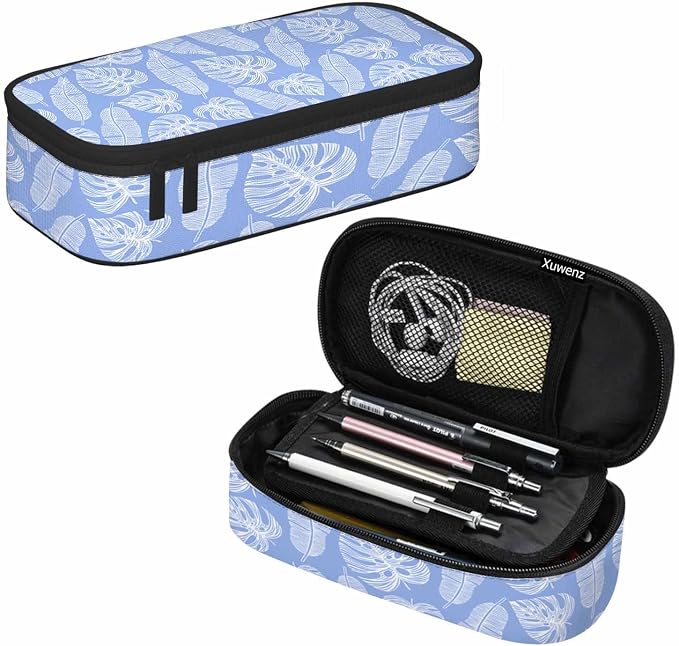 Blue Leaves Pencil Case Tropical Palm Summer Nature Tree Exotic Pencil Bag Pen - Image 7