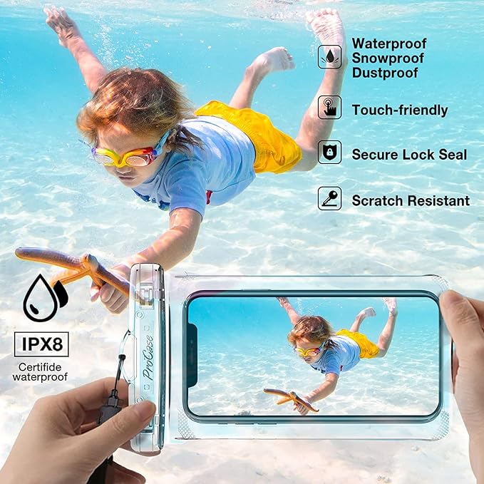 ProCase 2 Pack Waterproof Phone Pouch, Underwater Phone Case Up to 7", Dry Bag - Image 3