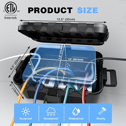Flemoon Large Outdoor Electrical Box, IP54 Waterproof Extension Cord Cover - Image 5