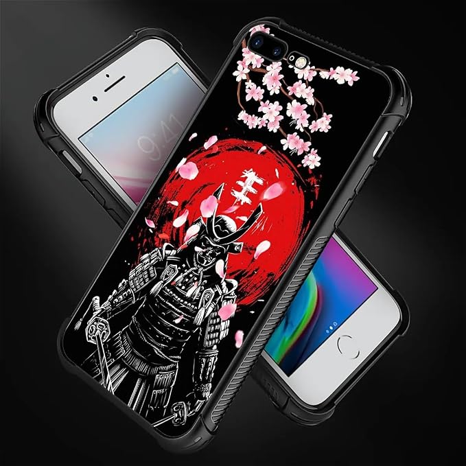 for iPhone 7/8 Case, Sakura Japanese Samurai Pattern Graphic Design Girl Boy - Image 2