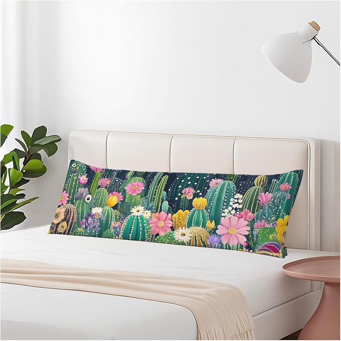Cactus Decorative Body Pillows for Home, Tropical Cactus Floral Body Pillow by Unknown