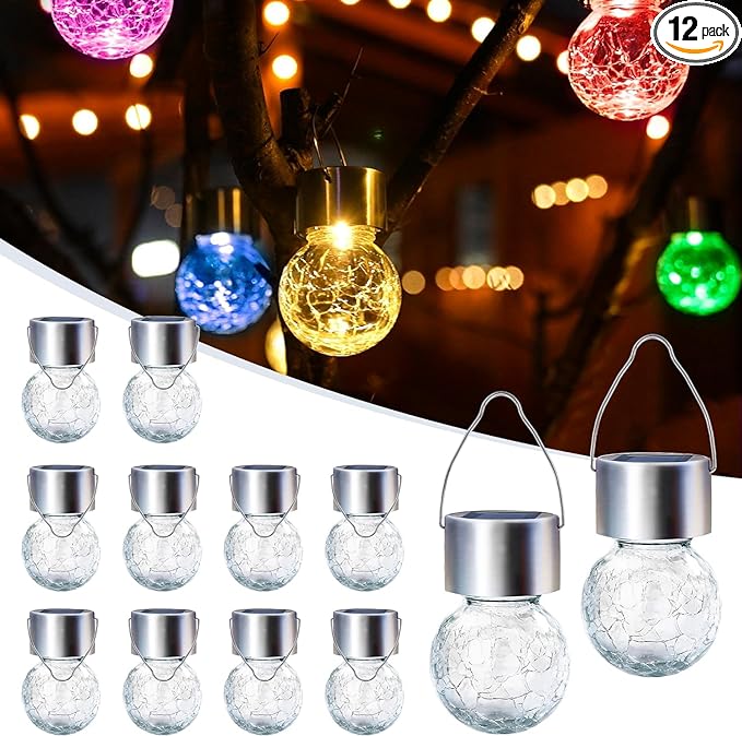 GIGALUMI Solar Lights Outdoor Waterproof, 12 Pack Solar Hanging Lights Garden by GIGALUMI