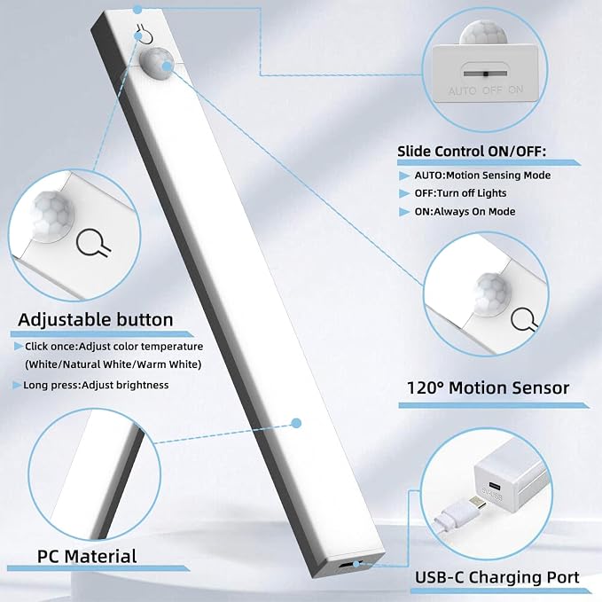 Under Cabinet Lighting 4 Inches Rechargeable Motion Sensor Light Indoor - Image 4