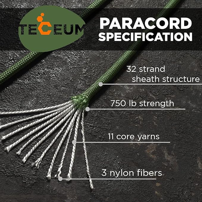 TECEUM 5/32" Paracord Rope 1000 – 1000ft / 200ft / 100ft / 50ft – Tactical - Image 2