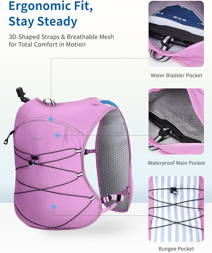 ECOHUB Running Hydration Vest Backpack, Lightweight Hydration Pack Bag Daypack - Image 3