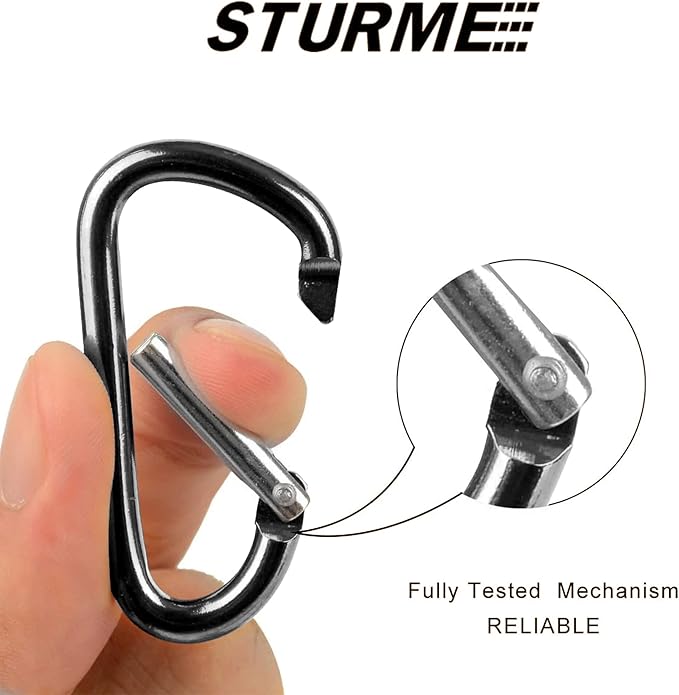 STURME 2" Aluminum D Ring Carabiners Clip D Shape Spring Loaded Gate Small - Image 3