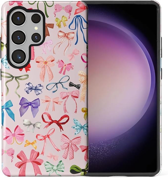 for Samsung Galaxy S25 Ultra Case, HL2 Aesthetic Color Bow Tie Hybrid 2 Layer by Unknown