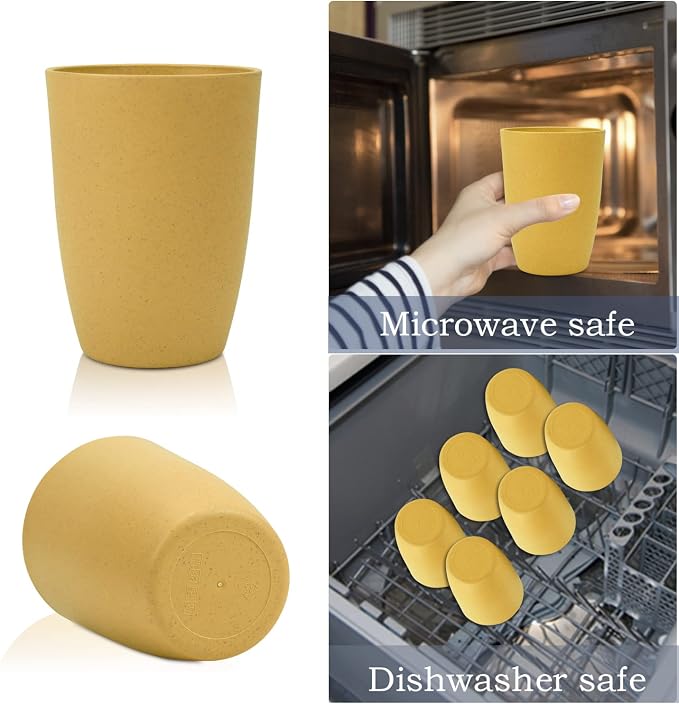 Wheat Straw Cups 6 PCS Good Alternative to Plastic Reusable Cups 12 oz - Image 6