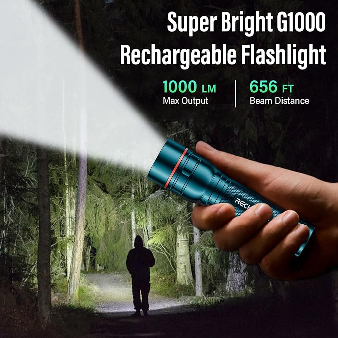 RECHOO Rechargeable Flashlight 2 Pack, Bright Military Grade Torch Light High - Image 6