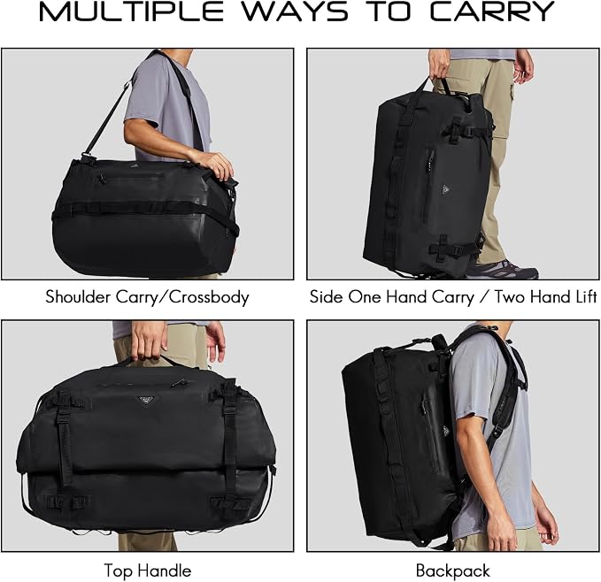 Haimont Large Waterproof Duffel Backpack Roll-Top Heavy Duty Dry Duffle Bag - Image 5