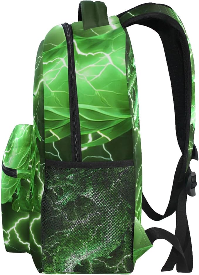 Wamika Dragon Backpack for Boys Girls Cool Green Fire Dinosaur Kids Backpacks - Image 2