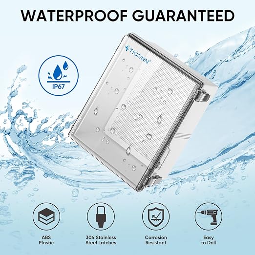 TICONN Outdoor Electrical Box Waterproof, Junction Box IP67 ABS Plastic - Image 2