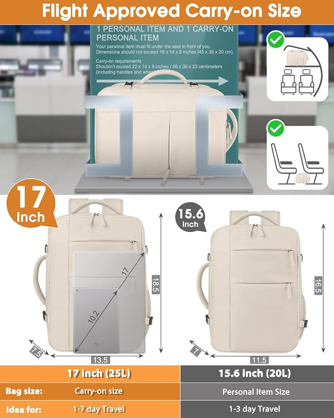 Capolo Travel Backpack for Women Men Waterproof Laptop Backpack Airlines - Image 5