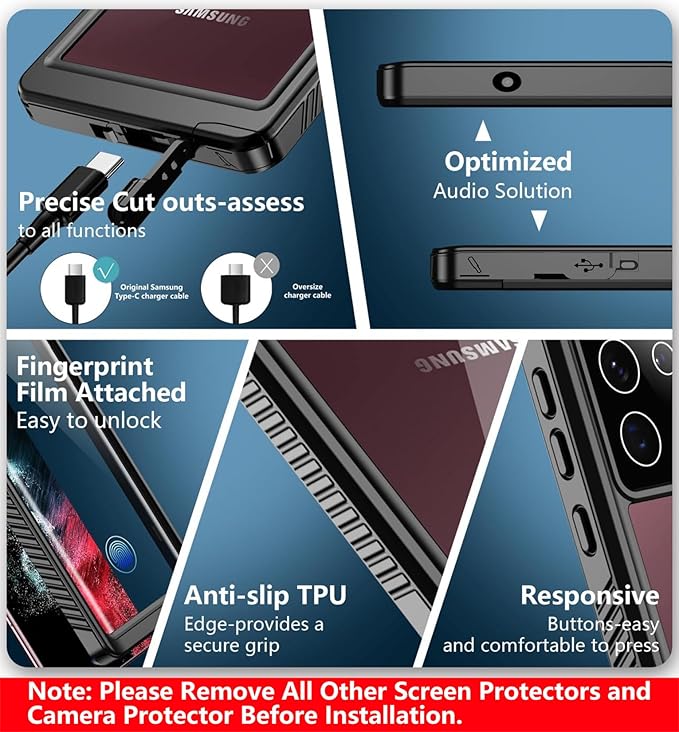 SPIDERCASE Designed for Samsung Galaxy S22 Ultra Case Waterproof, Built-in - Image 5
