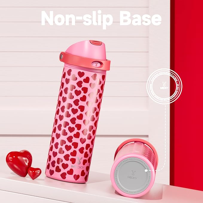 24 oz Valentine's Day Water Bottle: Meoky Stainless Steel Heart Water Bottle - Image 7