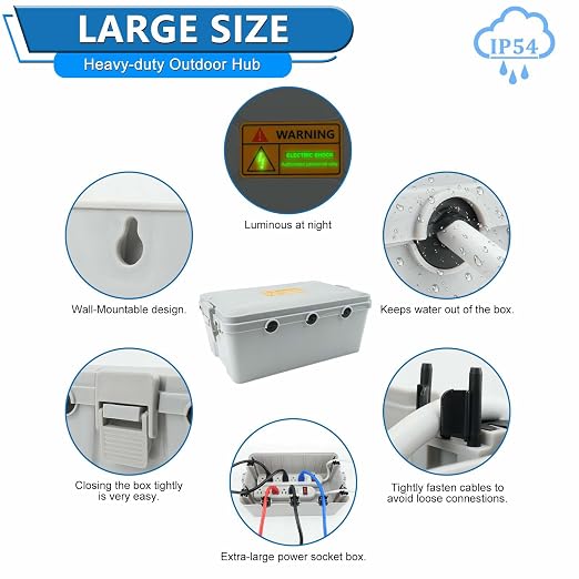 NineLeaf Large Outdoor Electrical Box Waterproof, IP54 Weatherproof Extension - Image 6