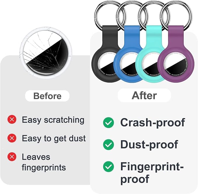 Linsaner Holder for AirTag 2nd Gen & 1st Gen, Silicone Case Keychain Key Ring - Image 6