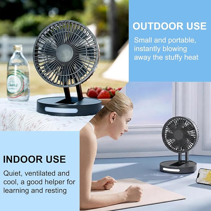 Qoqooice Portable Fan, 3600 mAh Rechargeable Battery Operated Fan - Image 9