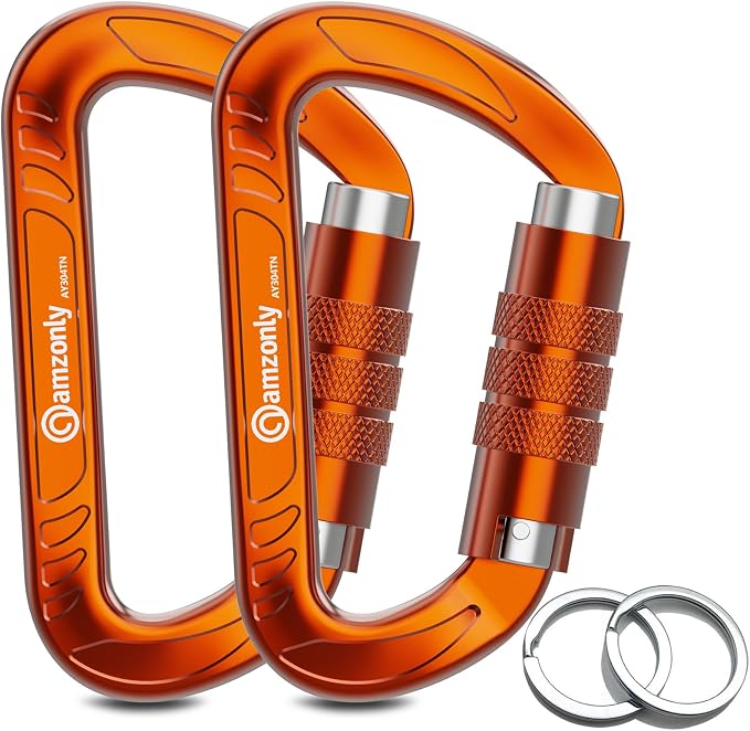 3inch Auto Locking Carabiner Clips Heavy Duty, 12KN /2697lbs Lightweight by AMZONLYLORSUM