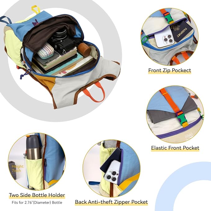 Small Hiking Backpack Travel Daypack 15L Colorful Lightweight Packable Foldable - Image 4