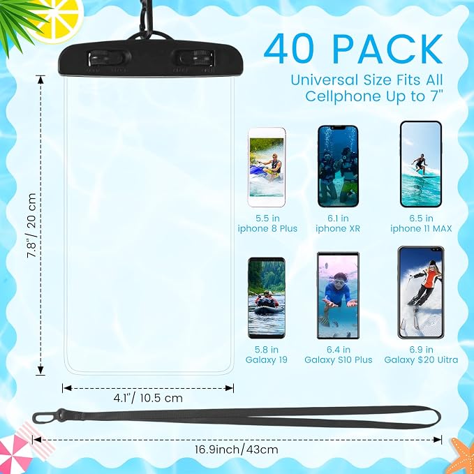 Flutesan 40 Pack Universal Clear Waterproof Phone Pouch Cell Phone Pouch Dry - Image 2