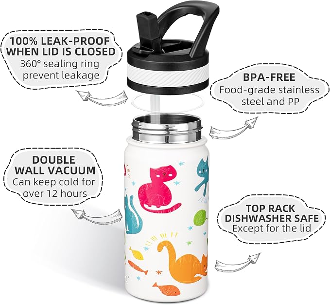 Fanhaw 14 Oz Kids Insulated Water Bottle - Image 2