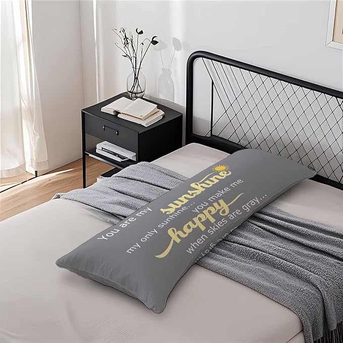 Decorative Body Pillow Covers 20x54inch Motivational Quote, You are My Sunshine - Image 7