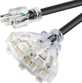 10FT 12/3 Extension Cord Heavy Duty Black 3-Outlet Indoor/Outdoor SJTW Lighted by Mshyet