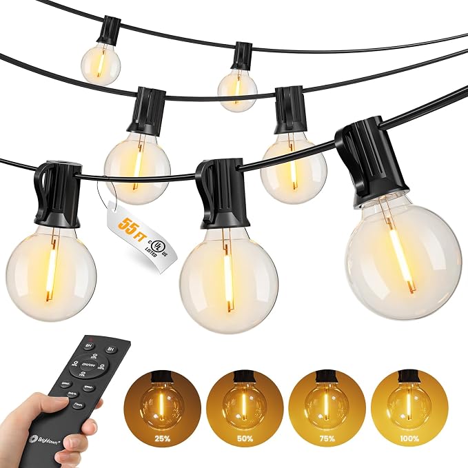 Brightown Outdoor String Lights, 55FT 25 G40 Bulbs Shatterproof Patio Lights by Brightown