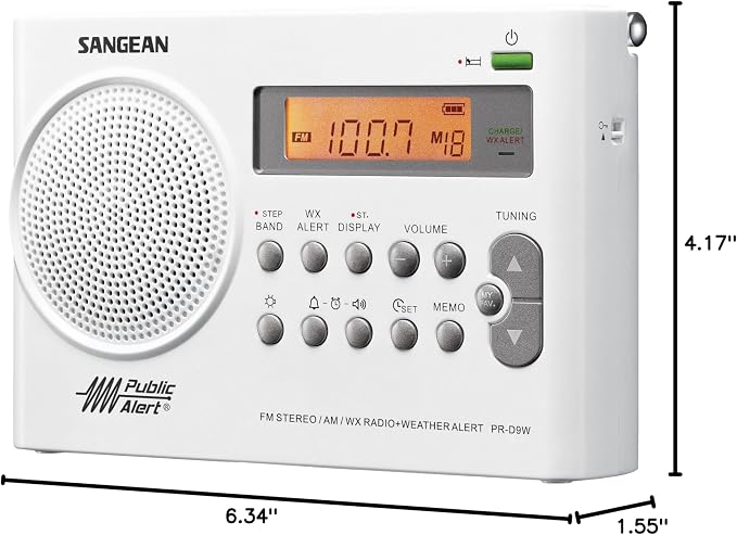 Sangean PR-D9W Portable AM/FM/NOAA Alert Radio - Image 4