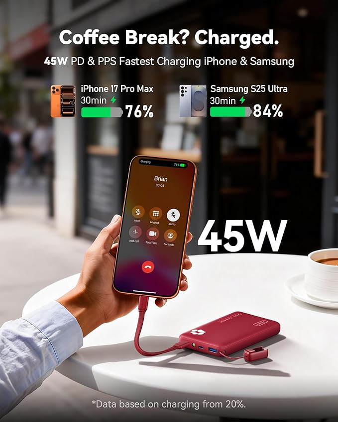 INIU Portable Charger, Ultra Slim 10000mAh 45W PD Power Bank, Fast Charging - Image 3