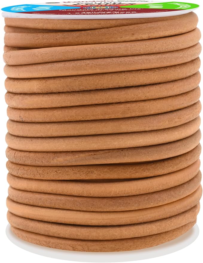 Mandala Crafts Round Genuine Camel Leather Cord - Image 2