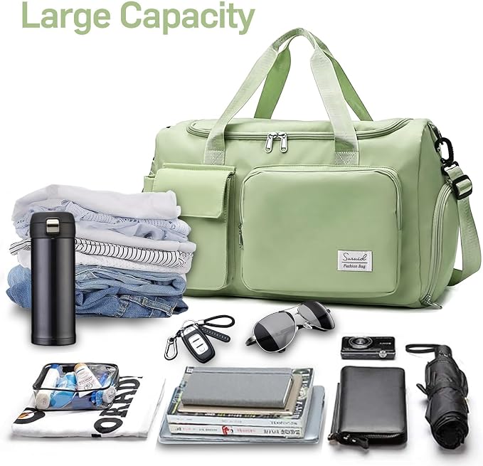 Suruid Travel Duffel Bag with Shoes Compartment Sports Gym Bag with Dry Wet - Image 5