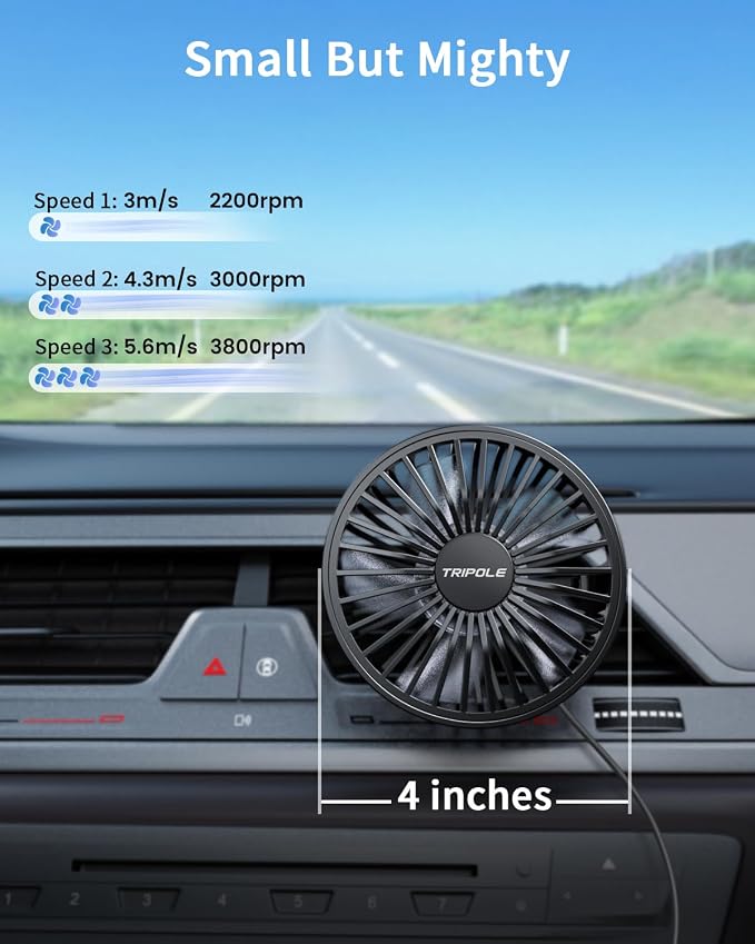 TriPole Car Fan USB Powered - Image 3