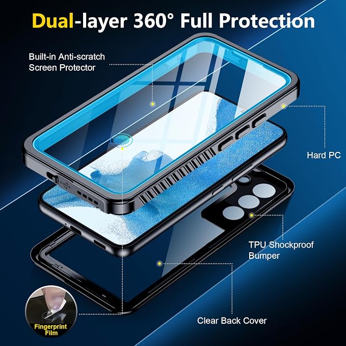 SPIDERCASE for Samsung Galaxy S22 Waterproof Case, IP68 Water Resistance Full - Image 6