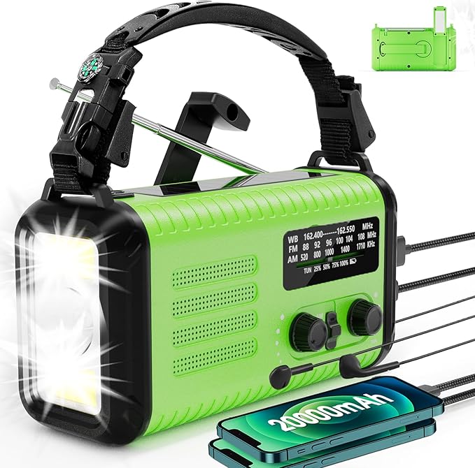 Emergency Hand crank Radio, NOAA Weather Radio AM FM Solar Powered, by Rckskaya