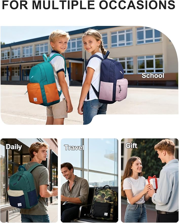 VASCHY Lightweight Backpack for School, Water Resistant Classic Bookbag - Image 7