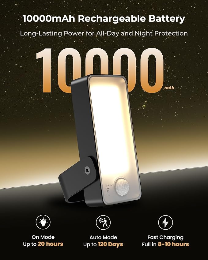 Motion Sensor Outdoor Light, 10000mAh Rechargeable Battery Operated Outdoor - Image 3