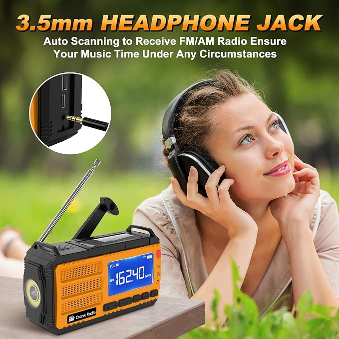 Emergency Crank Radio Solar Hand Crank Emergency Radio 37000mWh AM/FM NOAA - Image 7