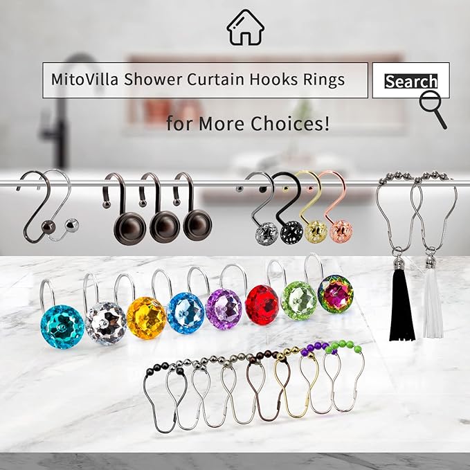 MitoVilla Silver Shower Curtain Hooks Rings, Rust Proof Shower Rings - Image 7