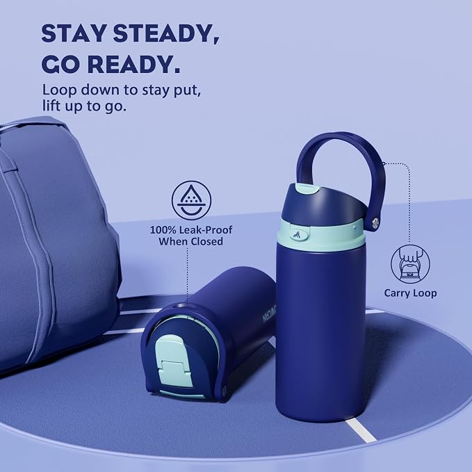 POWCAN 18 oz Insulated Stainless Steel Water Bottle: 2-in-1 Push-Button Spout & - Image 4