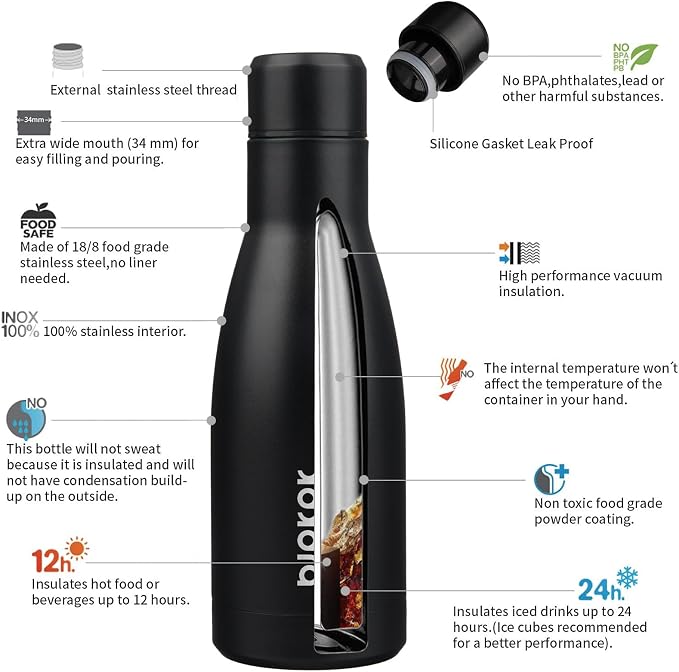 BJPKPK 12oz Water Bottles Stainless Steel Double Wall Vacuum Insulated Small - Image 3